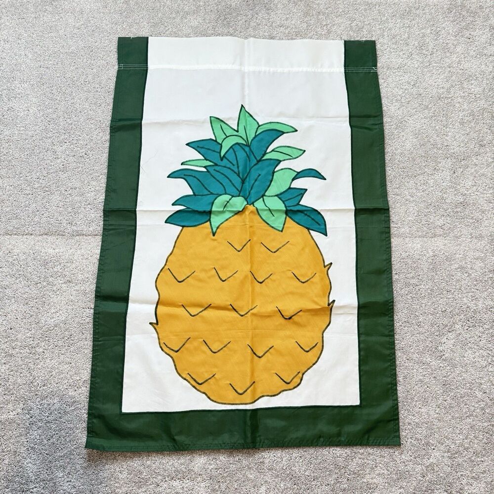 Pineapple Garden Flag 40x27 Tropical Summer Outdoor Yard Banner Green Border